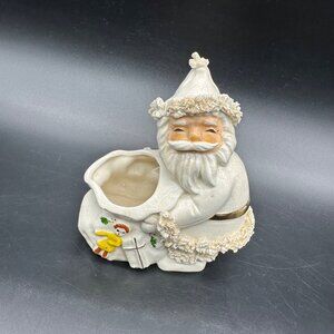 Vintage Santa Claus Planter Figurine 1950s Napco Japan White Spaghetti Kitschy